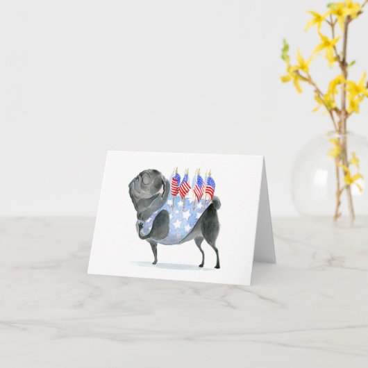 Patriotic Pug Kaart (Gele Bloem)
