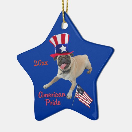 Patriotic Pug Keepomwille Ornament (Links)