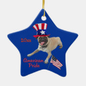 Patriotic Pug Keepomwille Ornament (Achterkant)