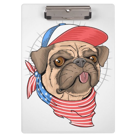Patriotic Pug Klembord (Voorkant)