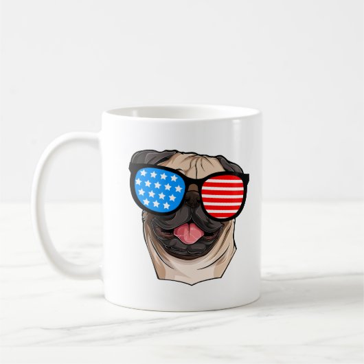 Patriotic Pug Koffiemok (Links)