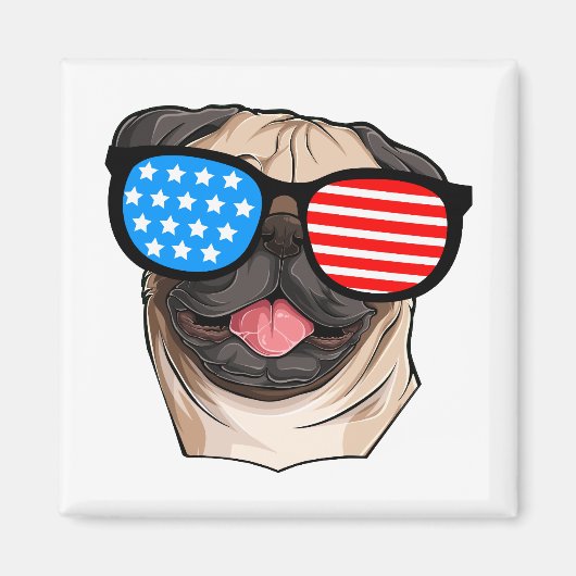 Patriotic Pug Magneet (Voorkant)