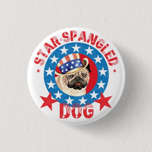 Patriotic Pug Ronde Button 3,2 Cm (Voorkant)