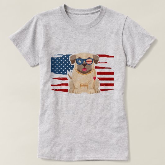 Patriotic Pug T-shirt (Design voorkant)