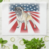 Patriotic Pug Theedoek (Gevouwen)