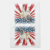 Patriotic Pug Theedoek (Verticaal)