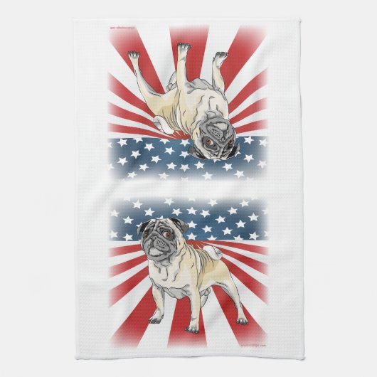 Patriotic Pug Theedoek (Verticaal)