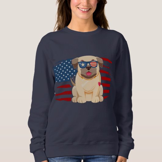 Patriotic Pug Trui (Voorkant)