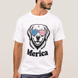 Patriotic Pup in Shades – 4 juli Dog Pride! T-shirt