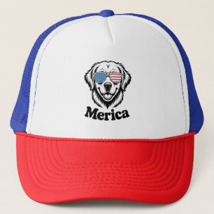 Patriotic Pup in Shades – 4 juli Dog Pride! Trucker Pet
