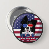 Patriotic Pup USA Ronde Button 7,6 Cm (Voorkant /achterkant)