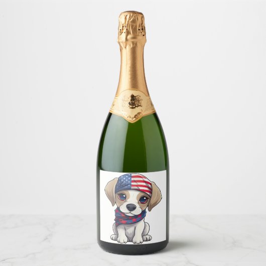 Patriotic Puppy - Style 14  Sparkling Wijnetiket (Voorkant)
