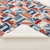 Patriotic Quilt look Sherpa Fleece Blanket Sherpa Deken (3/4)