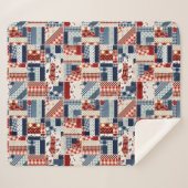 Patriotic Quilt look Sherpa Fleece Blanket Sherpa Deken (Voorkant (horizontaal))