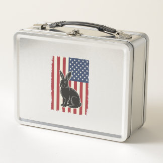 Patriotic Rabbit American Flag Vintage Engraving S