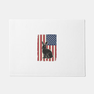 Patriotic Rabbit American Flag Vintage Engraving S Deurmat