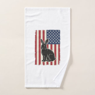 Patriotic Rabbit American Flag Vintage Engraving S Handdoek