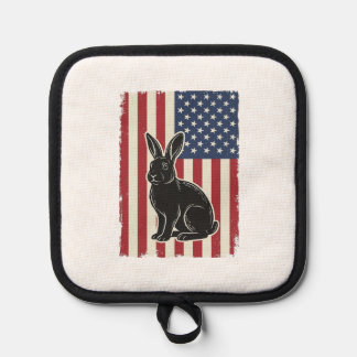 Patriotic Rabbit American Flag Vintage Engraving S Pannenlap