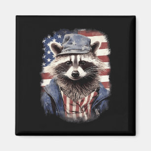 Patriotic Raccoon Funny 4 juli Onafhankelijkheid D Magneet