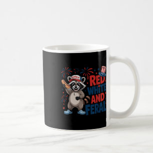 Patriotic Raccoon Merica USA 4 juli Rood Wit Koffiemok