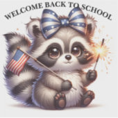 Patriotic Raccoon terug naar school Sticker (Voorkant)