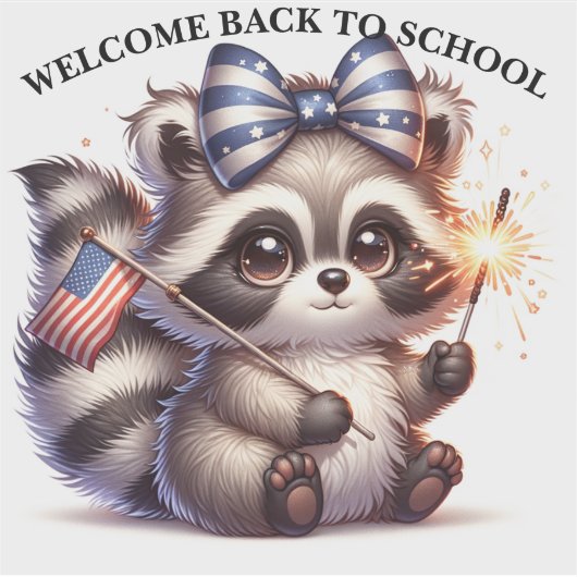 Patriotic Raccoon terug naar school Sticker (Voorkant)