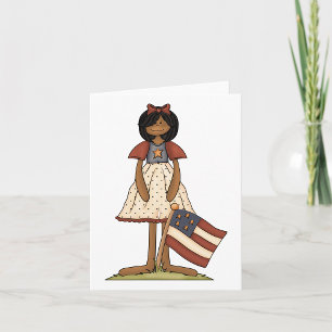 Patriotic Rag Doll Girl Americana Folk Kaart