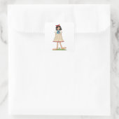 Patriotic Rag Doll Girl Americana Folk Vierkante Sticker (Tas)