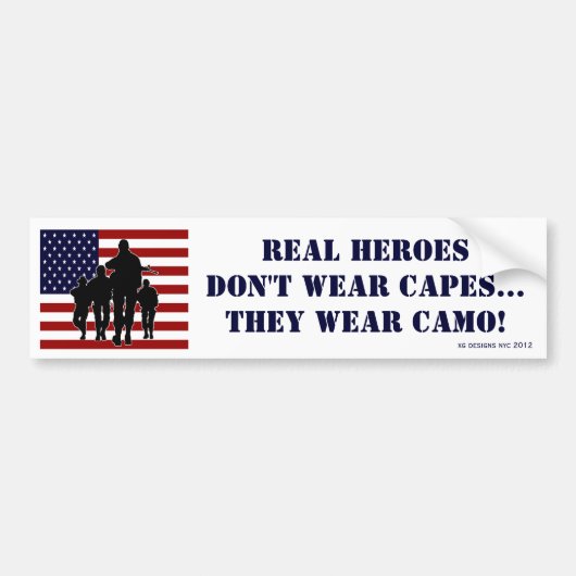 Patriotic Real Heroes Draag Camo Bumpersticker (Voorkant)