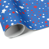 Patriotic Red and White Stars On Blue Cadeaupapier (Rol Hoek)