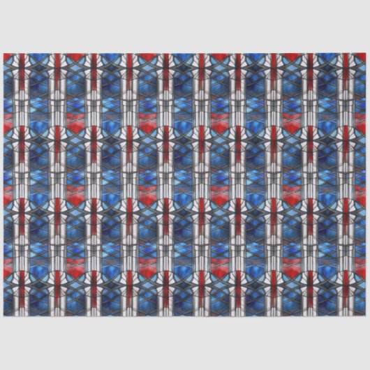 Patriotic Red Blue Stained Glass  Tissuepapier (Voorkant)