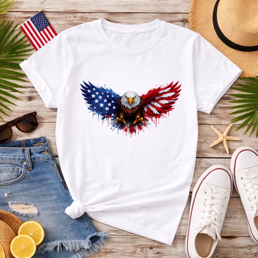 Patriotic Red White and Blue Bald Eagle T-shirt