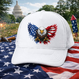 Patriotic Red White and Blue Bald Eagle Trucker Pet
