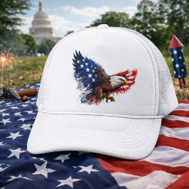 Patriotic Red White and Blue Eagle Trucker Pet