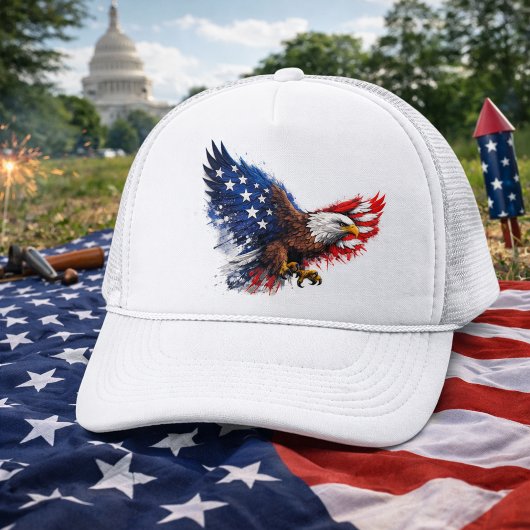 Patriotic Red White and Blue Eagle Trucker Pet