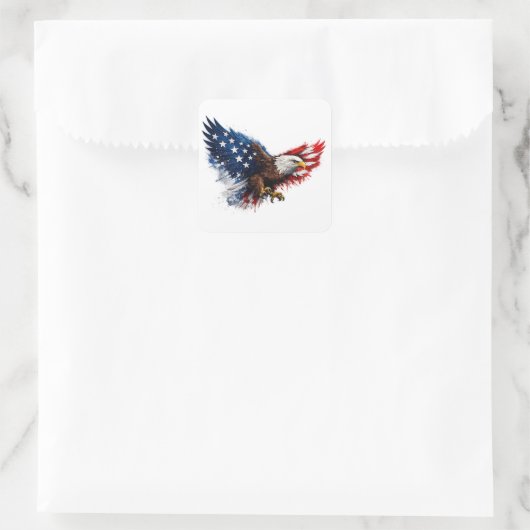 Patriotic Red White and Blue Eagle Vierkante Sticker (Tas)