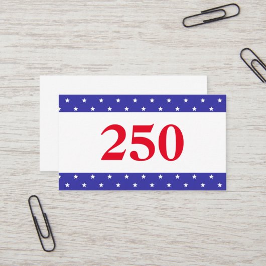 Patriotic Red White & Blue 250 Visitekaartje (Voorkant / Achterkant in situ)