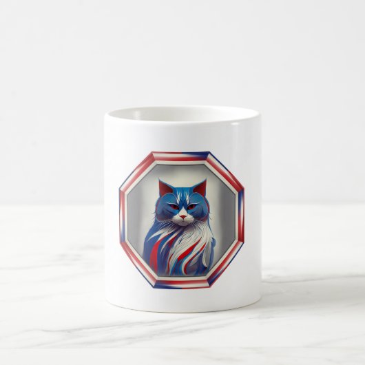 Patriotic Red White & Blue Cat In Frame Koffiemok (Center)