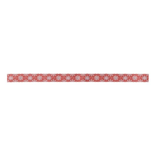 Patriotic Red White Blue Christmas Snow Ribbon Satijnen Lint (Voorkant)