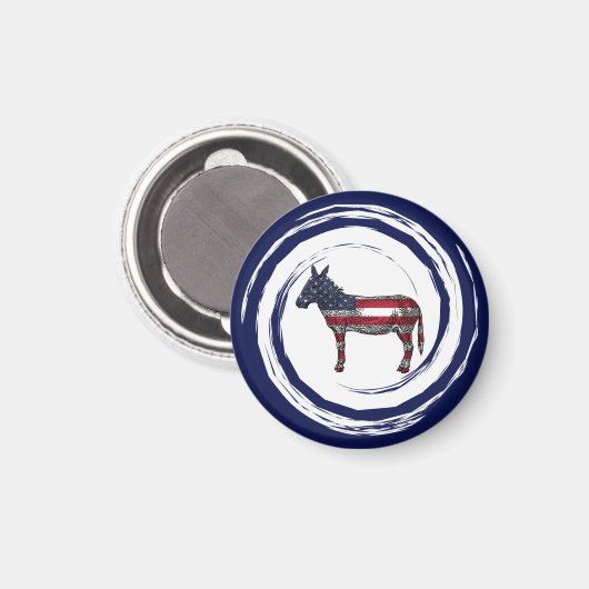 Patriotic Red White Blue Donkey Magneet (Voorkant / Achterkant)