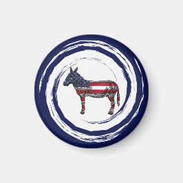 Patriotic Red White Blue Donkey Magneet