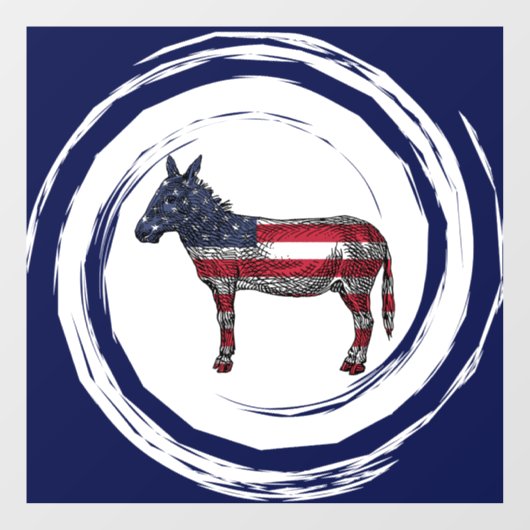 Patriotic Red White Blue Donkey Raamsticker (Vel)