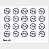 Patriotic Red White Blue Donkey Ronde Sticker (Vel)