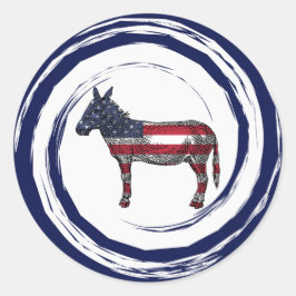 Patriotic Red White Blue Donkey Ronde Sticker