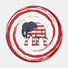 Patriotic Red White Blue Elephant Magneet