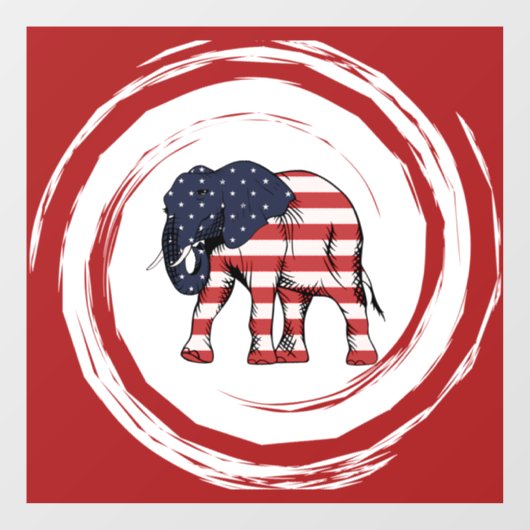 Patriotic Red White Blue Elephant Raamsticker (Vel)