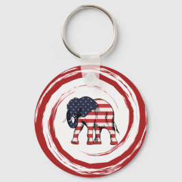 Patriotic Red White Blue Elephant Sleutelhanger