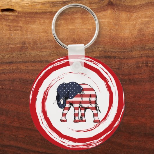 Patriotic Red White Blue Elephant Sleutelhanger (Achterkant)
