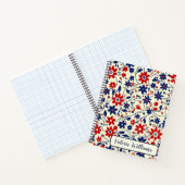 Patriotic Red White Blue Floral Pattern Notitieboek (Binnen)