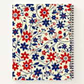 Patriotic Red White Blue Floral Pattern Notitieboek (Achterkant)